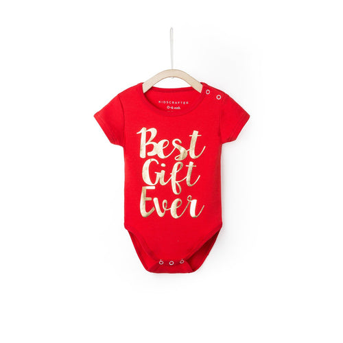 Best Gift Ever Baby Romper - Red