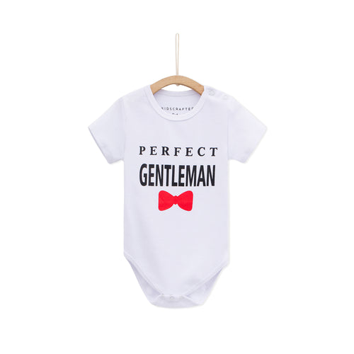Perfect Gentleman Baby Romper - White