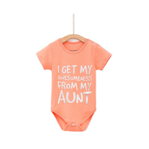 “I Get My Awesomeness From My Aunt Baby Romper - Orange