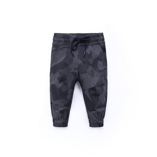 Camo Waist Drawstring Jogger Pants Shadow - Black