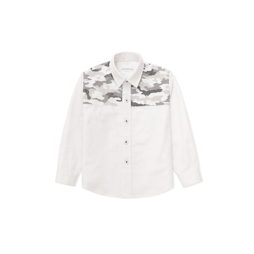 Camouflage Patchwork Oxford Shirt - Pebble White