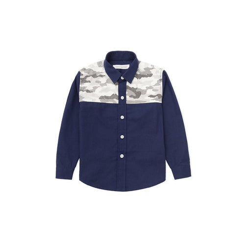 Camouflage Patchwork Oxford Shirt - Waterfall