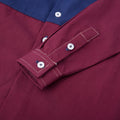 Color Block Across Long Sleeve Shirt - Burgundy Port