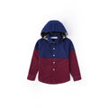 Color Block Across Long Sleeve Shirt - Burgundy Port