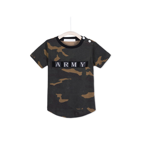 Curved Tee - Army Print