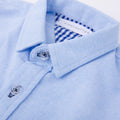 Gingham Detail Long Sleeve Shirt - Cornflower Blue