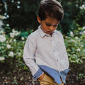 Gingham Detail Long Sleeve Shirt - Frosty White