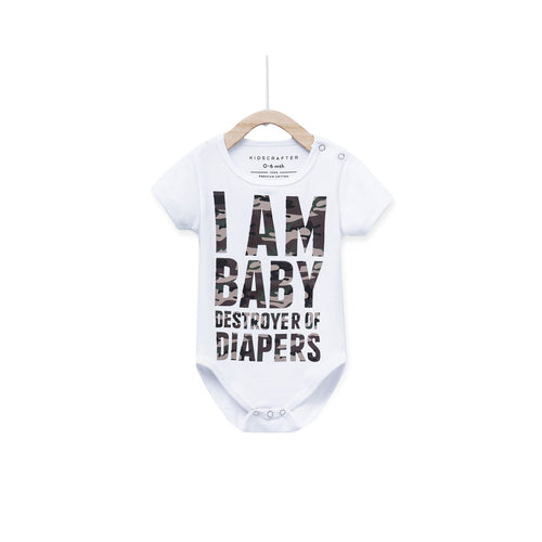 I Am Baby Destroyer Of Diapers Baby Romper - White