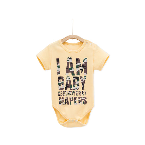 I Am Baby Destroyer Of Diapers Baby Romper - Yellow