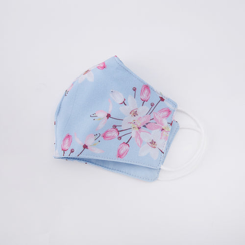 Chiffon Floral Mask - Blue