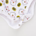 Blessed Fortune Cat Baby Romper - White