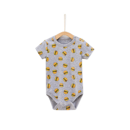 Burger Baby Romper - Gray