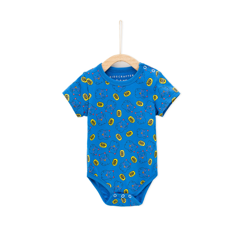 Blessed Fortune Cat Baby Romper - Blue
