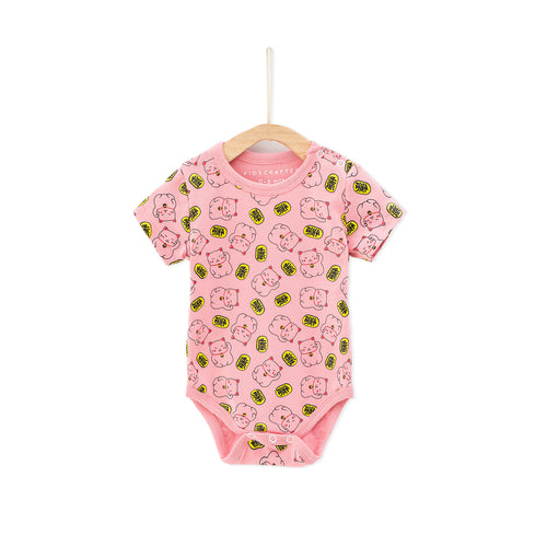 Blessed Fortune Cat Baby Romper - Pink