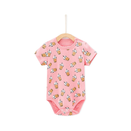 Pearl Milk Tea Baby Romper - Pink