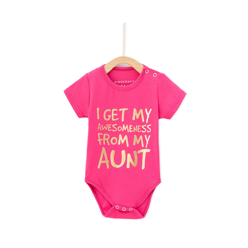 I Get My Awesomeness From My Aunt Baby Romper - Pink