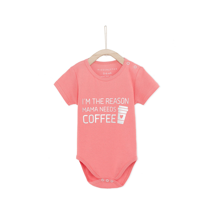 I'm The Reason Mama Needs Coffee Baby Romper - Pink