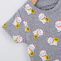 Auspicious Fortune Cat Baby Romper - Blue