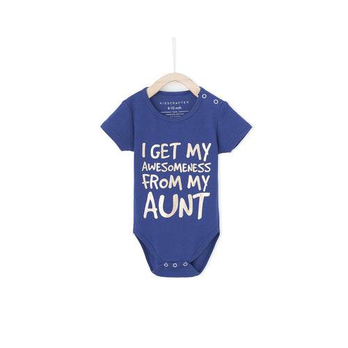 I Get My Awesomeness From My Aunt Baby Romper - Blue
