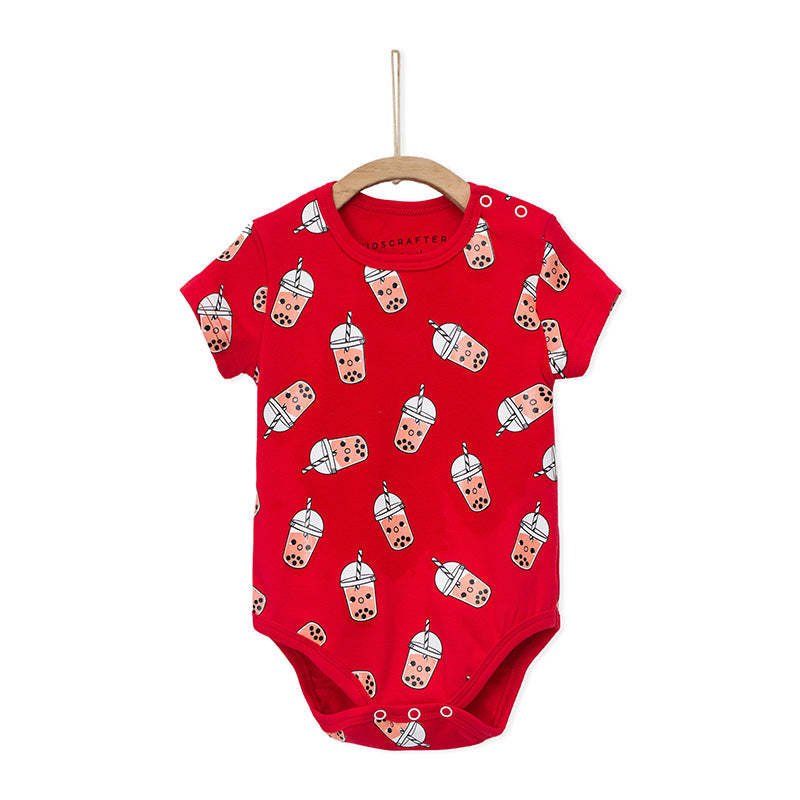 Bubble Tea Baby Romper - Red