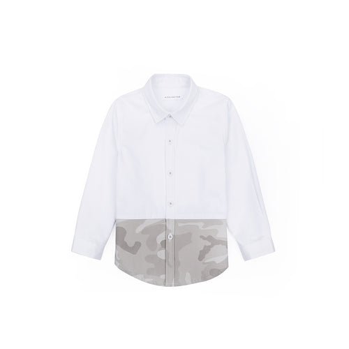 Camo Hem Long Sleeve Shirt - Pebble White