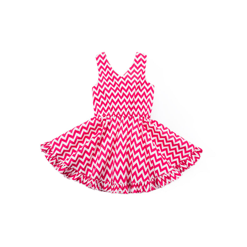 Chevron Mod Sleeveless Dress - Rocker Pink