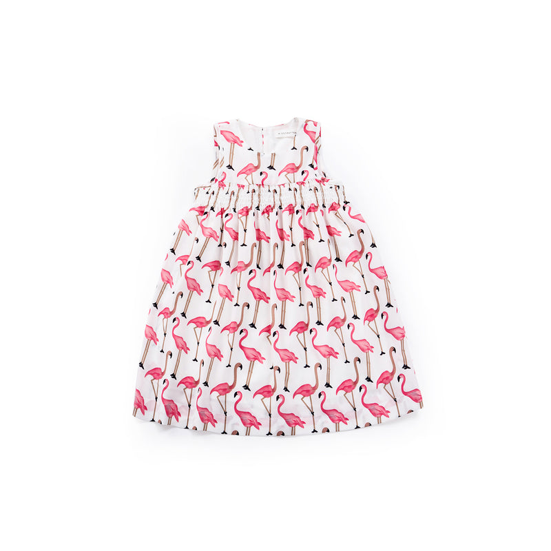 Fable Flamingo Babydoll Dress - Soft Ivory
