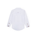 Grosgrain Band Collar Long Sleeve Shirt - Concrete White