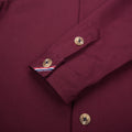 Grosgrain Band Collar Long Sleeve Shirt - Deep Maroon