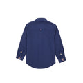 Grosgrain Band Collar Long Sleeve Shirt - Rich Blue