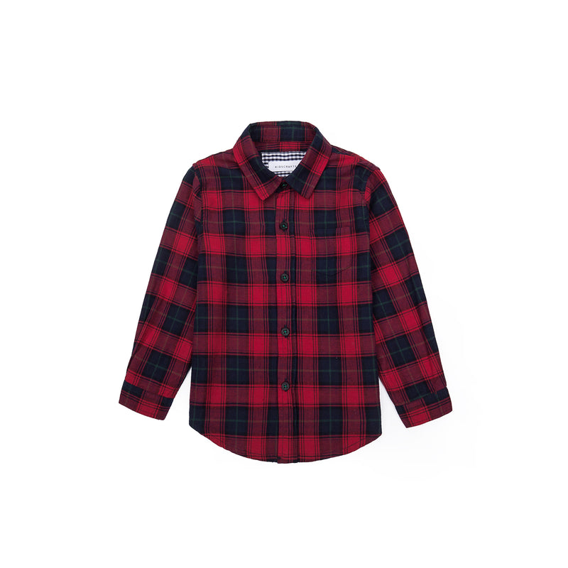 Modern Tartan Long Sleeve Shirt - Autumn Red