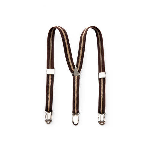 Elastic Clip Suspenders - Brown Stripe