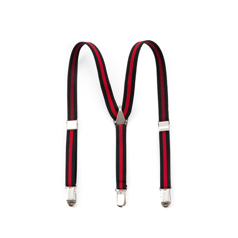 Elastic Clip Suspenders - Red Stripe