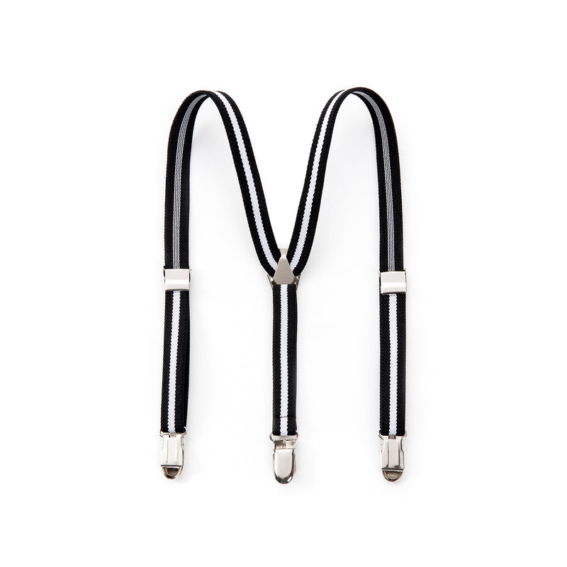 Elastic Clip Suspenders - Black Stripe