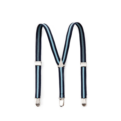 Elastic Clip Suspenders - Blue Stripe