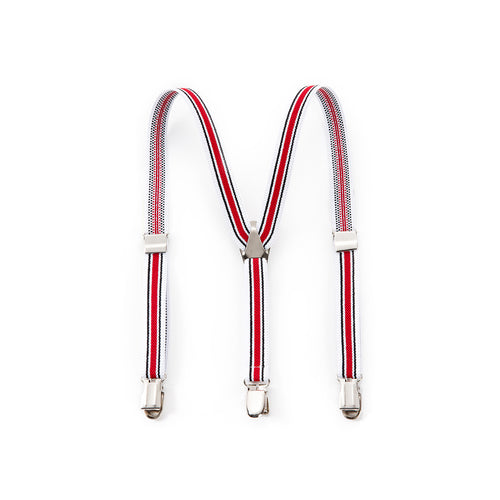 Elastic Clip Suspenders - Red Trim