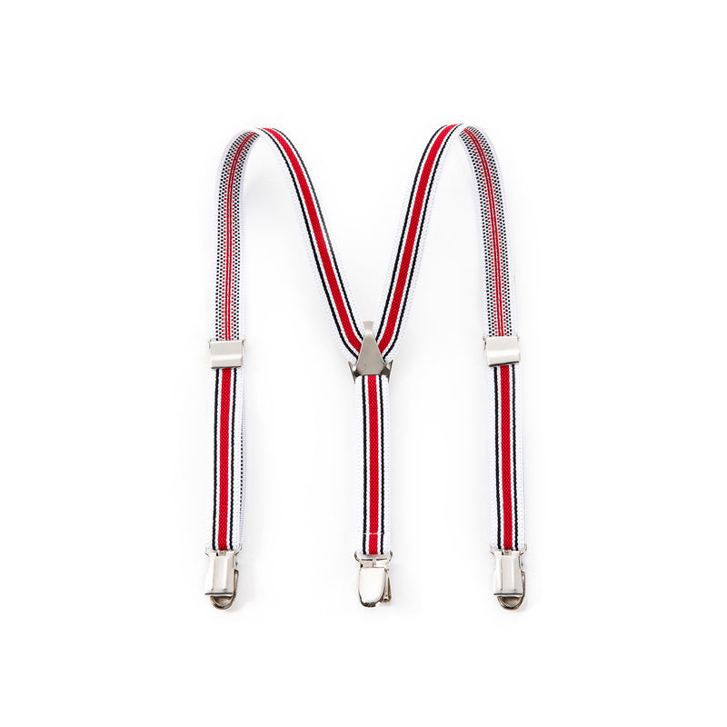 Elastic Clip Suspenders - Red Trim