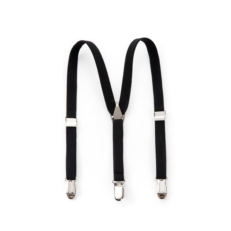 Elastic Clip Suspenders - Black