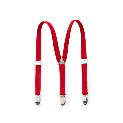 Elastic Clip Suspenders - Red