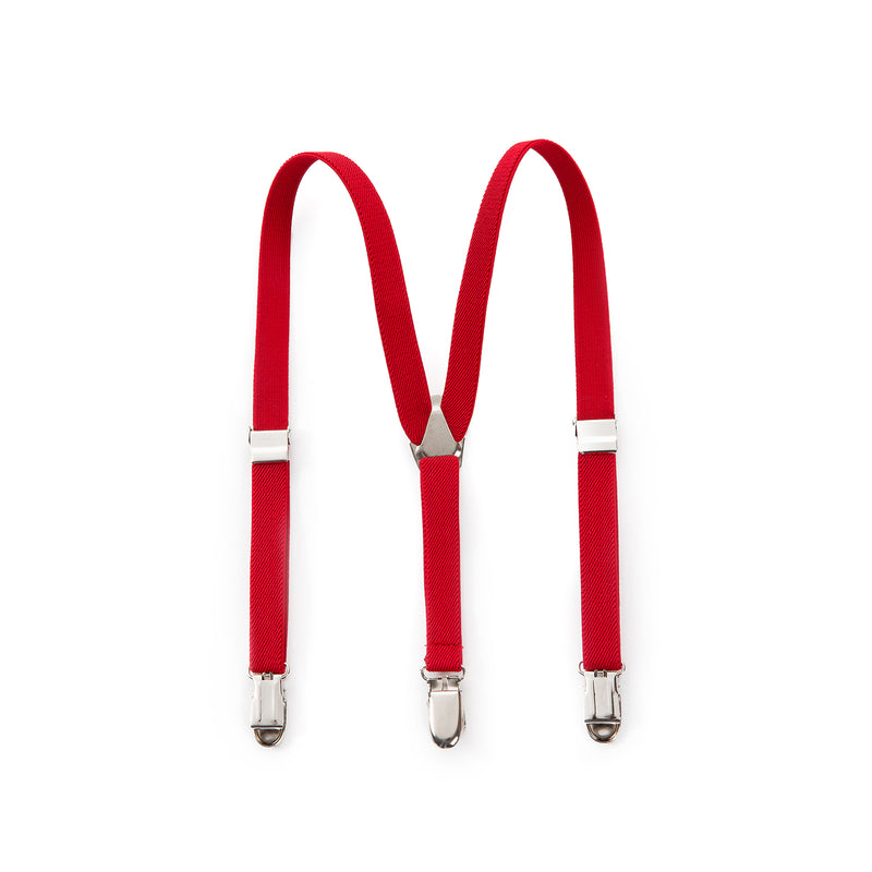 Elastic Clip Suspenders - Red