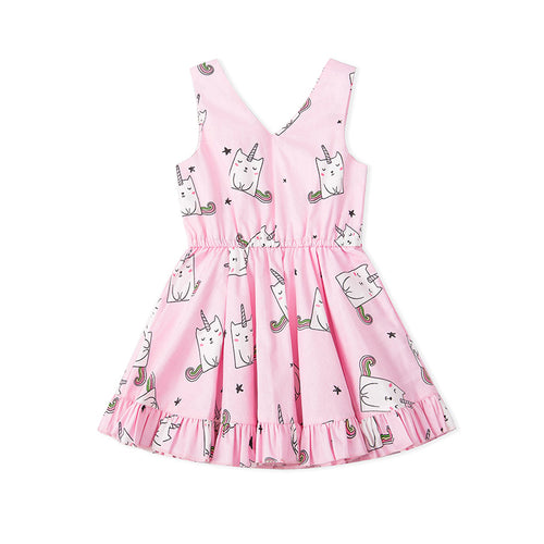 Bubbly Unicorn Sleeveless Dress - Pink