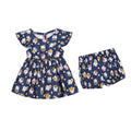 Good Luck Fortune Cat Dress Romper with Bloomer - Blue