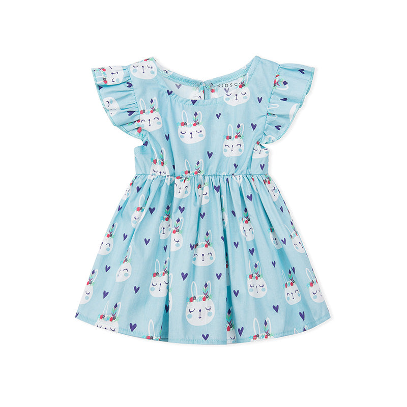 Hearts Rabbit Dress Romper with Bloomer - Blue