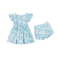 Hearts Rabbit Dress Romper with Bloomer - Blue