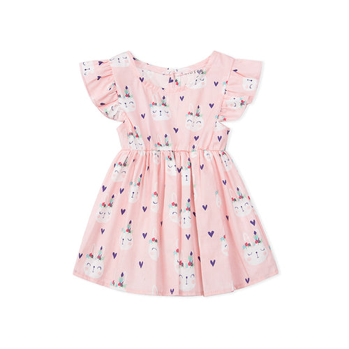 Hearts Rabbit Dress Romper with Bloomer - Pink