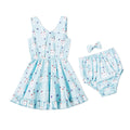 Hearts Rabbit Sleeveless Dress - Blue