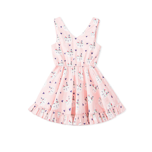 Hearts Rabbit Sleeveless Dress - Pink