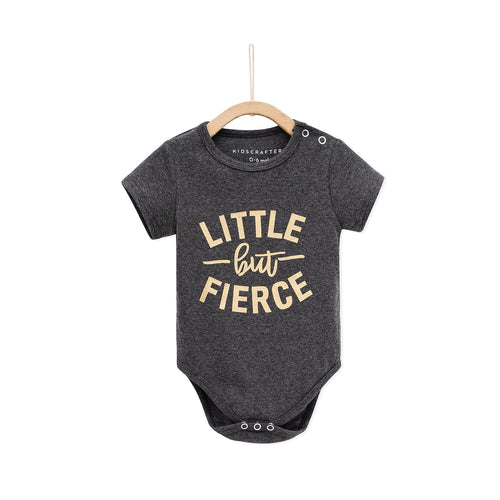 Little But Fierce Baby Romper - Gray