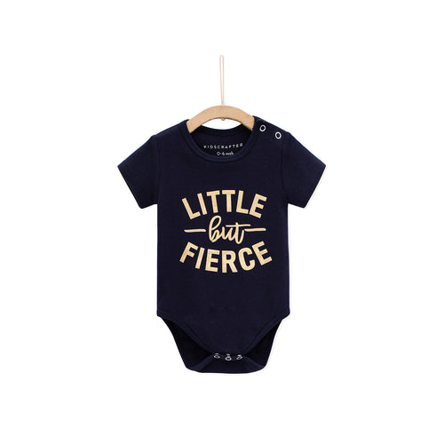 Little But Fierce Baby Romper- Navy