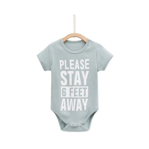 Please Stay Six Feet Away Baby Romper - Green